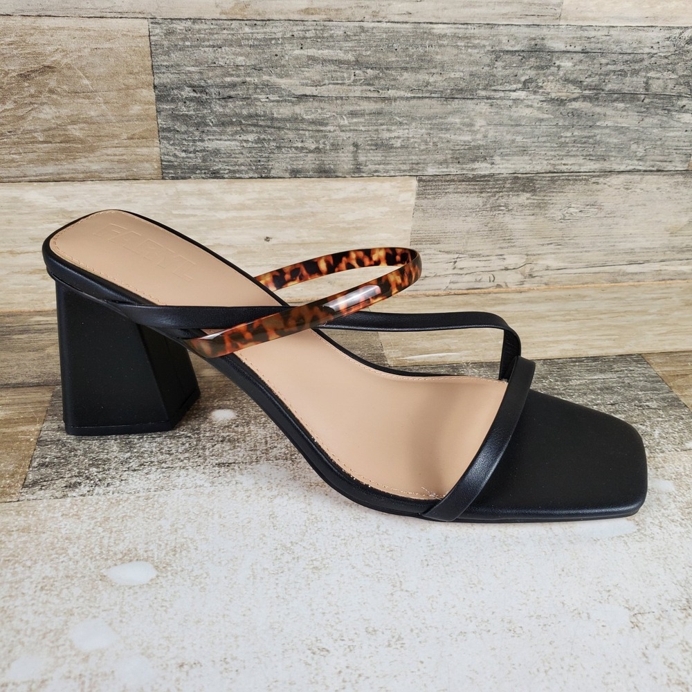 Faryl by Farylrobin Brittanie Womens Sandals Sz 13 Black Leather Open Square Toe